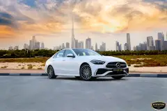 Rent Mercedes C200 White 2024 in Dubai
