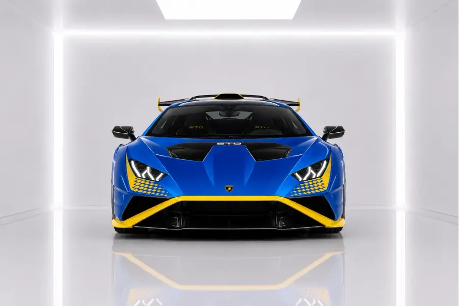 Rent Lamborghini Huracan STO Blue in Dubai — photo 1 of 9