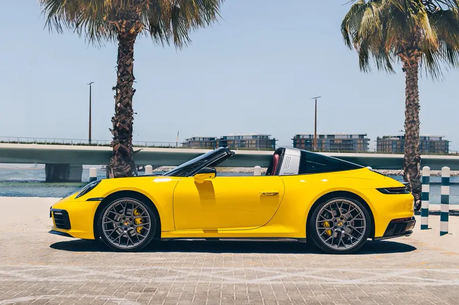 Rent Porsche 911 Targa 4 Yellow in Dubai — photo 3 of 7