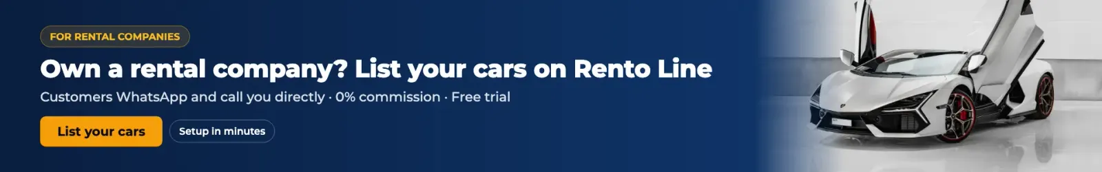 List your cars on Rento Line — for rental companies